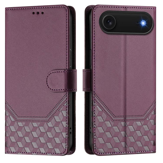 For iPhone Air Honeycomb Embossing RFID Leather Phone Case(Violet) - iPhone Air Cases by buy2fix | Online Shopping UK | buy2fix