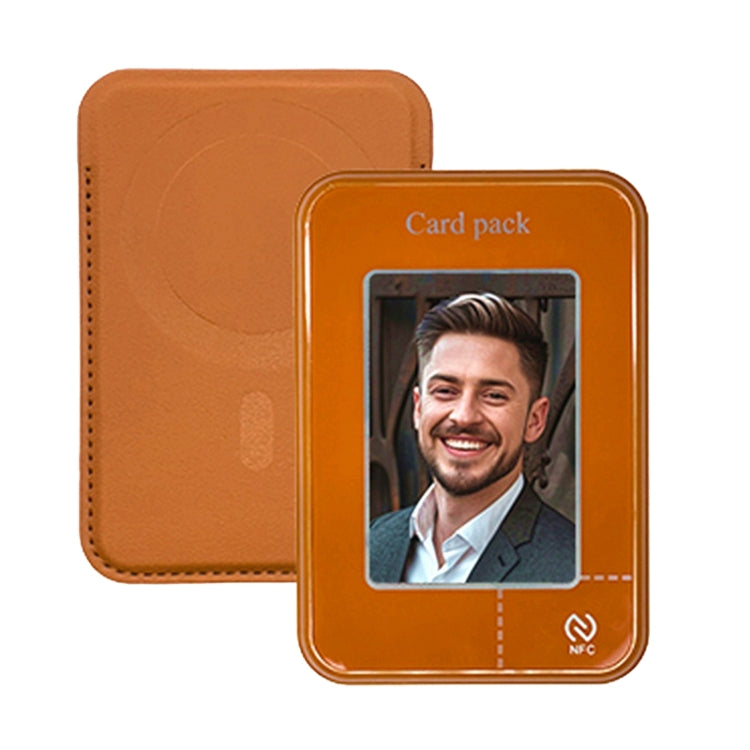 Smart Ink Screen MagSafe Magnetic DIY Wallet Card Holder Case(Brown) - Adhesive Card Holders by buy2fix | Online Shopping UK | buy2fix