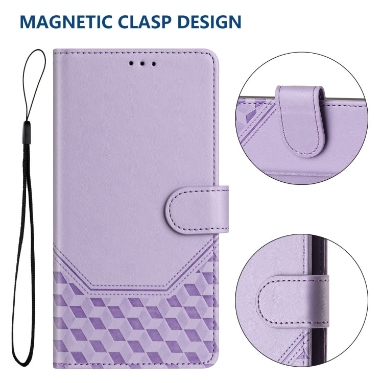 For Google Pixel 9 Pro XL Honeycomb Embossing RFID Leather Phone Case(Light Purple) by buy2fix