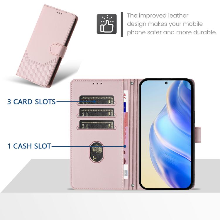 For Google Pixel 10 Pro XL 5G Global Honeycomb Embossing RFID Leather Phone Case(Pink) - Google Cases by buy2fix | Online Shopping UK | buy2fix