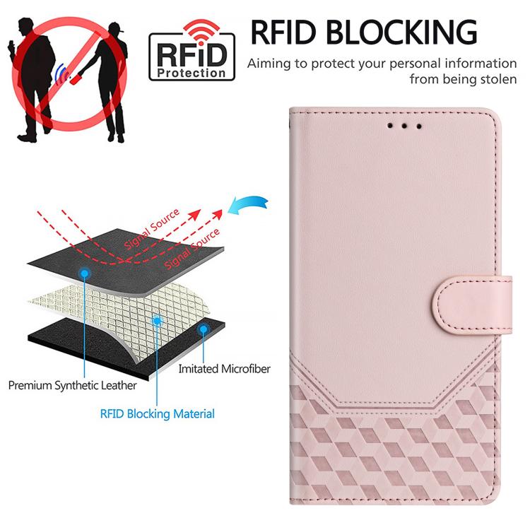 For Google Pixel 10 Pro XL 5G Global Honeycomb Embossing RFID Leather Phone Case(Pink) - Google Cases by buy2fix | Online Shopping UK | buy2fix