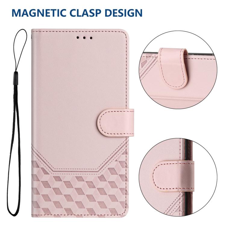 For Google Pixel 10 Pro XL 5G Global Honeycomb Embossing RFID Leather Phone Case(Pink) - Google Cases by buy2fix | Online Shopping UK | buy2fix