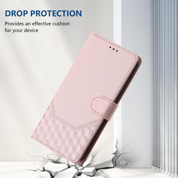 For Google Pixel 10 Pro XL 5G Global Honeycomb Embossing RFID Leather Phone Case(Pink) - Google Cases by buy2fix | Online Shopping UK | buy2fix