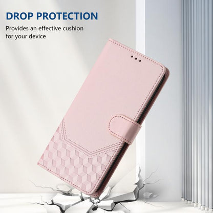 For Google Pixel 10 Pro XL 5G Global Honeycomb Embossing RFID Leather Phone Case(Pink) - Google Cases by buy2fix | Online Shopping UK | buy2fix