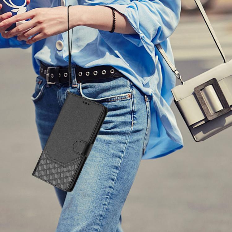 For Google Pixel 10 Pro XL 5G Global Honeycomb Embossing RFID Leather Phone Case(Black) - Google Cases by buy2fix | Online Shopping UK | buy2fix