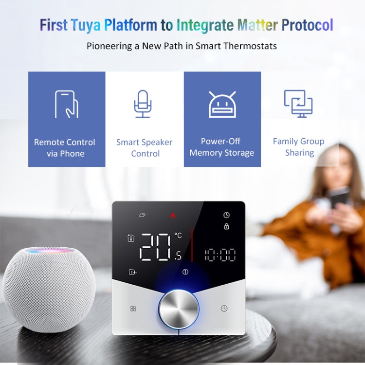 BHT-009GALW-MT Water Heating WiFi Smart Home LED Thermostat with Matter(White) by buy2fix