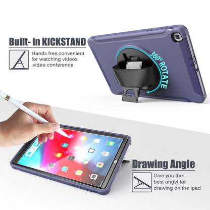 For Samsung Galaxy Tab A 10.1 (2019) T510 / T515 360 Degree Rotation PC+TPU Protective Cover with Holder & Hand Strap(Blue) - Tab A 10.1 (2019) T510 / T515 by buy2fix | Online Shopping UK | buy2fix