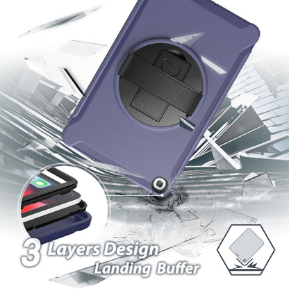 For Samsung Galaxy Tab A 10.1 (2019) T510 / T515 360 Degree Rotation PC+TPU Protective Cover with Holder & Hand Strap(Blue) - Tab A 10.1 (2019) T510 / T515 by buy2fix | Online Shopping UK | buy2fix