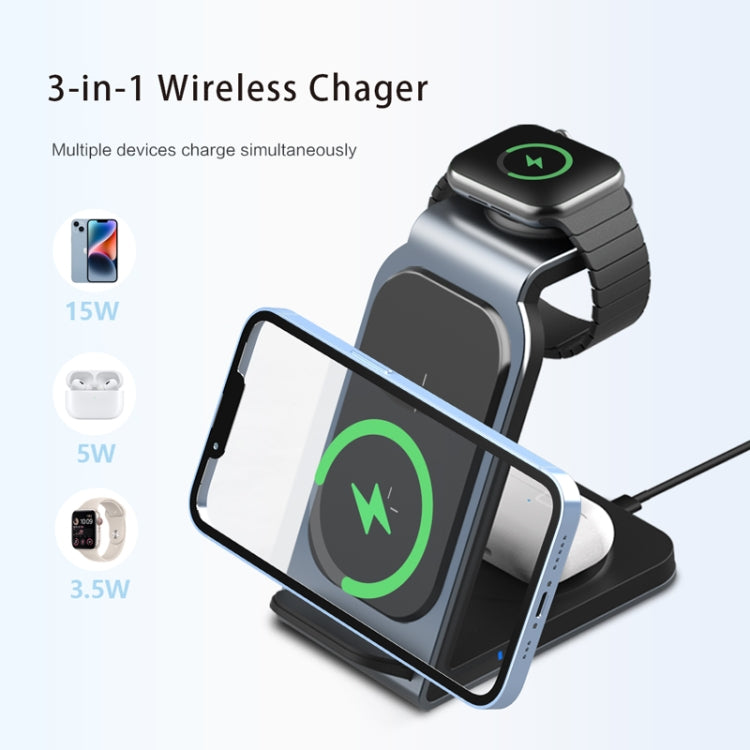 SW17 3 in 1 Metal Vertical Wireless Charger(Tarnish) - Wireless Charger by buy2fix | Online Shopping UK | buy2fix