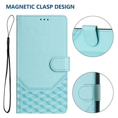 For Ulefone Note 14 Honeycomb Embossing RFID Leather Phone Case(Mint Green) by buy2fix