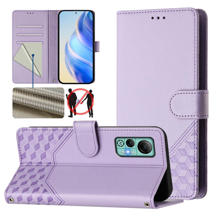 For Ulefone Note 14 Honeycomb Embossing RFID Leather Phone Case(Light Purple) by buy2fix
