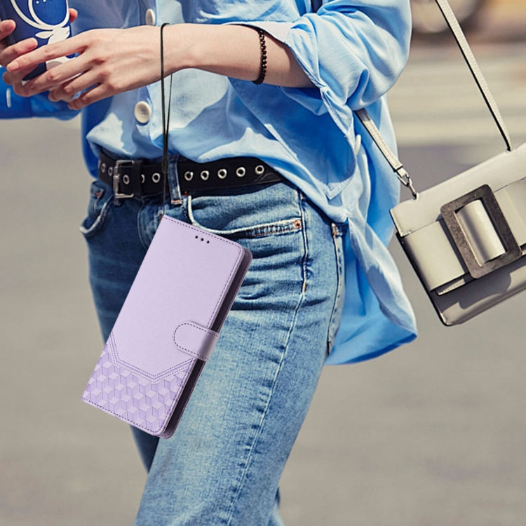 For Ulefone Note 14 Honeycomb Embossing RFID Leather Phone Case(Light Purple) by buy2fix