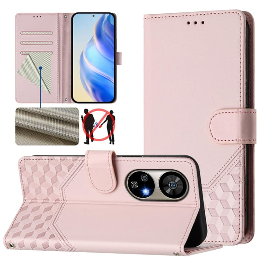 For Ulefone Note 17 Pro Honeycomb Embossing RFID Leather Phone Case(Pink) by buy2fix