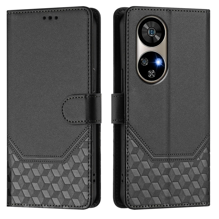 For Ulefone Note 17 Pro Honeycomb Embossing RFID Leather Phone Case(Black) by buy2fix