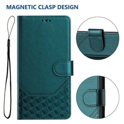 For Ulefone Note 17 Pro Honeycomb Embossing RFID Leather Phone Case(Peacock Green) by buy2fix