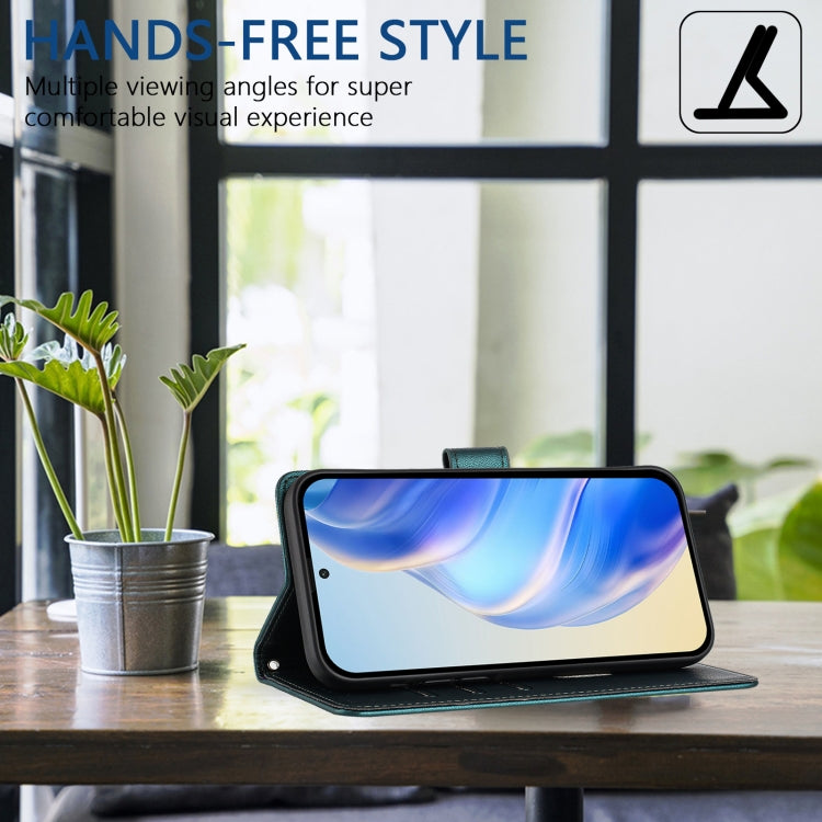 For Ulefone Note 17 Pro Honeycomb Embossing RFID Leather Phone Case(Peacock Green) by buy2fix