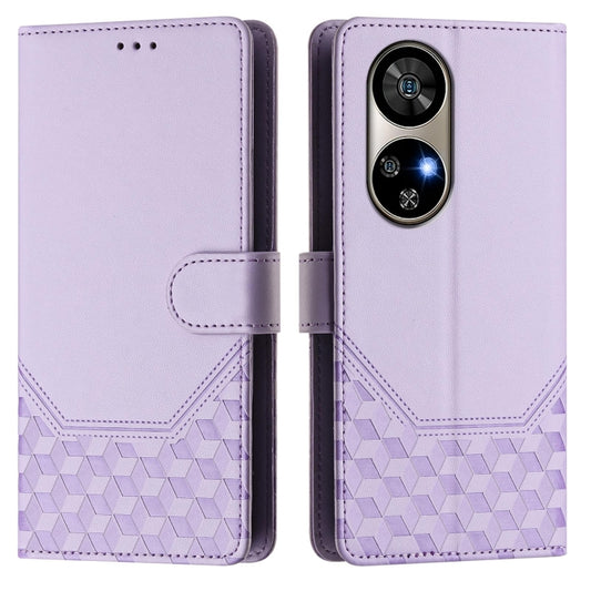 For Ulefone Note 17 Pro Honeycomb Embossing RFID Leather Phone Case(Light Purple) by buy2fix