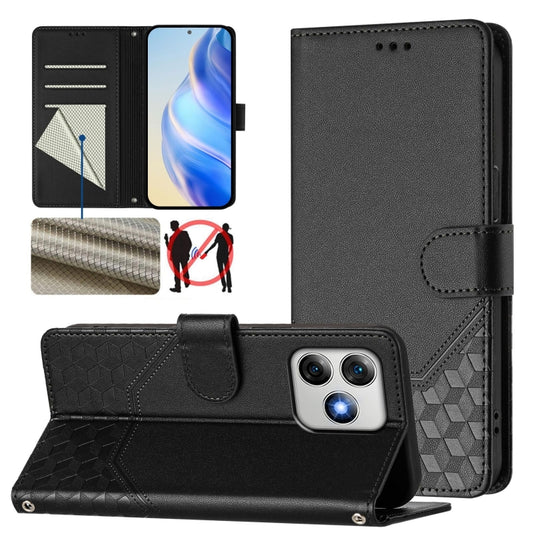 For Ulefone Note 18 Ultra Honeycomb Embossing RFID Leather Phone Case(Black) by buy2fix