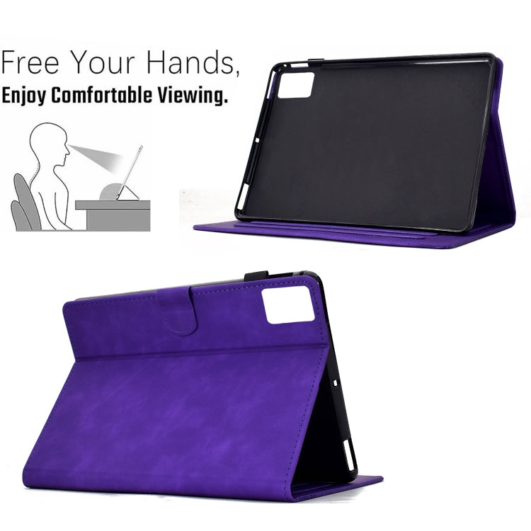 For Lenovo Tab M11 / Xiaoxin Pad 2024 Cats Embossed Leather Smart Tablet Case(Purple) - Lenovo by buy2fix | Online Shopping UK | buy2fix