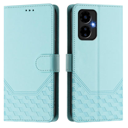 For Boost Mobile Celero 5G 2024 Honeycomb Embossing RFID Leather Phone Case(Mint Green) by buy2fix