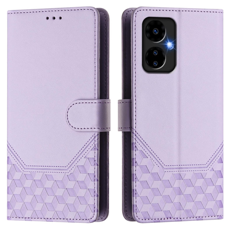 For Boost Mobile Celero 5G 2024 Honeycomb Embossing RFID Leather Phone Case(Light Purple) - More Brand by buy2fix | Online Shopping UK | buy2fix