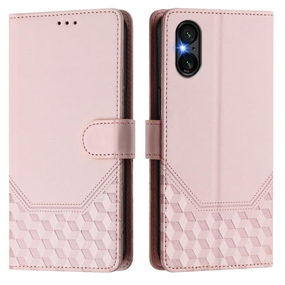 For Sony Xperia 5 VI 2024 Honeycomb Embossing RFID Leather Phone Case(Pink) - Sony Cases by buy2fix | Online Shopping UK | buy2fix