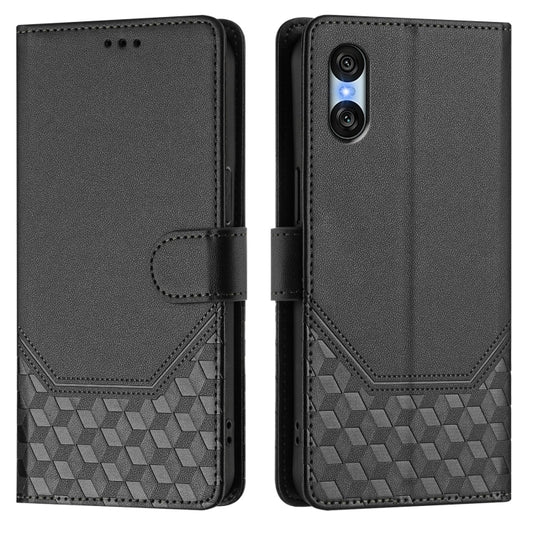 For Sony Xperia 10 VI 2024 Honeycomb Embossing RFID Leather Phone Case(Black) by buy2fix