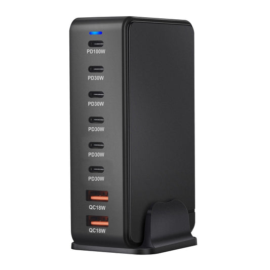 YMX-986 286W 6 Type-C, 2 USB 8-Ports Desktop Fast Charger, Plug Type:UK Plug(Black) by buy2fix