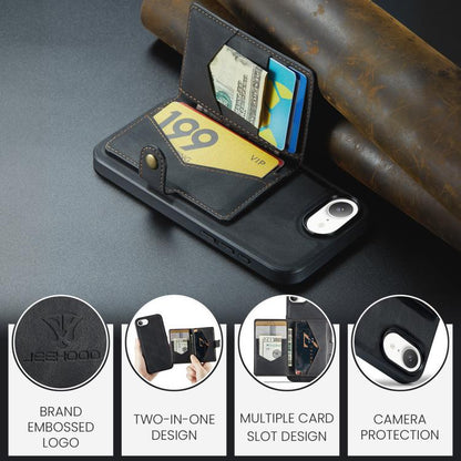 For iPhone 16e JEEHOOD J01 Retro Magnetic Detachable Wallet Phone Case(Black) - iPhone 16e Cases by JEEHOOD | Online Shopping UK | buy2fix