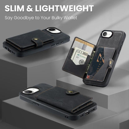For iPhone 16e JEEHOOD J01 Retro Magnetic Detachable Wallet Phone Case(Black) - iPhone 16e Cases by JEEHOOD | Online Shopping UK | buy2fix