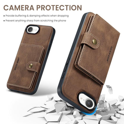 For iPhone 16e JEEHOOD J01 Retro Magnetic Detachable Wallet Phone Case(Brown) - iPhone 16e Cases by JEEHOOD | Online Shopping UK | buy2fix