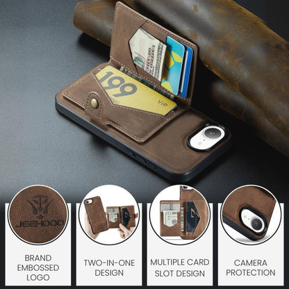 For iPhone 16e JEEHOOD J01 Retro Magnetic Detachable Wallet Phone Case(Brown) - iPhone 16e Cases by JEEHOOD | Online Shopping UK | buy2fix