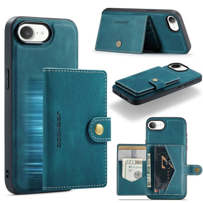 For iPhone 16e JEEHOOD J01 Retro Magnetic Detachable Wallet Phone Case(Blue) - iPhone 16e Cases by JEEHOOD | Online Shopping UK | buy2fix