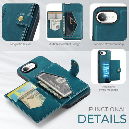 For iPhone 16e JEEHOOD J01 Retro Magnetic Detachable Wallet Phone Case(Blue) - iPhone 16e Cases by JEEHOOD | Online Shopping UK | buy2fix