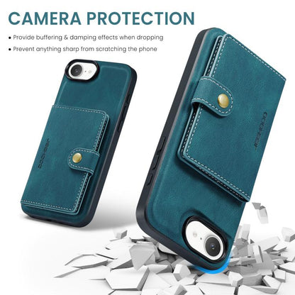 For iPhone 16e JEEHOOD J01 Retro Magnetic Detachable Wallet Phone Case(Blue) - iPhone 16e Cases by JEEHOOD | Online Shopping UK | buy2fix