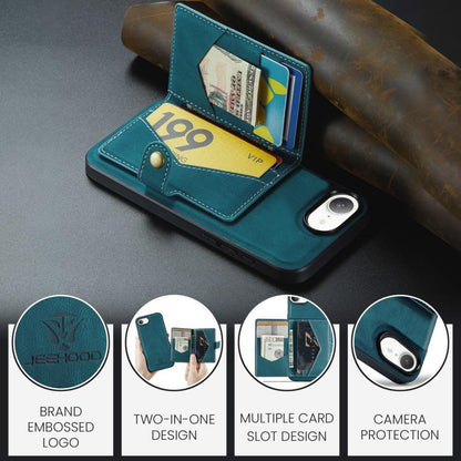 For iPhone 16e JEEHOOD J01 Retro Magnetic Detachable Wallet Phone Case(Blue) - iPhone 16e Cases by JEEHOOD | Online Shopping UK | buy2fix