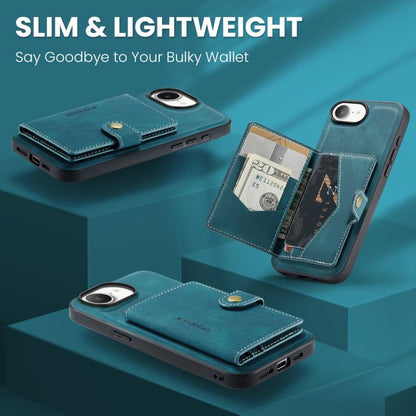 For iPhone 16e JEEHOOD J01 Retro Magnetic Detachable Wallet Phone Case(Blue) - iPhone 16e Cases by JEEHOOD | Online Shopping UK | buy2fix