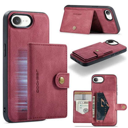 For iPhone 16e JEEHOOD J01 Retro Magnetic Detachable Wallet Phone Case(Red) - iPhone 16e Cases by JEEHOOD | Online Shopping UK | buy2fix
