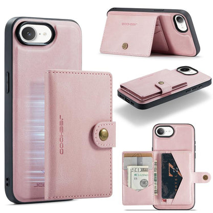 For iPhone 16e JEEHOOD J01 Retro Magnetic Detachable Wallet Phone Case(Pink) - iPhone 16e Cases by JEEHOOD | Online Shopping UK | buy2fix