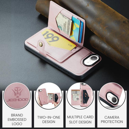 For iPhone 16e JEEHOOD J01 Retro Magnetic Detachable Wallet Phone Case(Pink) - iPhone 16e Cases by JEEHOOD | Online Shopping UK | buy2fix