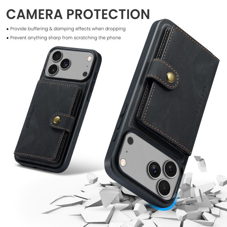 For iPhone 17 Pro Max JEEHOOD J01 Retro Magnetic Detachable Wallet Phone Case(Black) - iPhone 17 Pro Max Cases by JEEHOOD | Online Shopping UK | buy2fix
