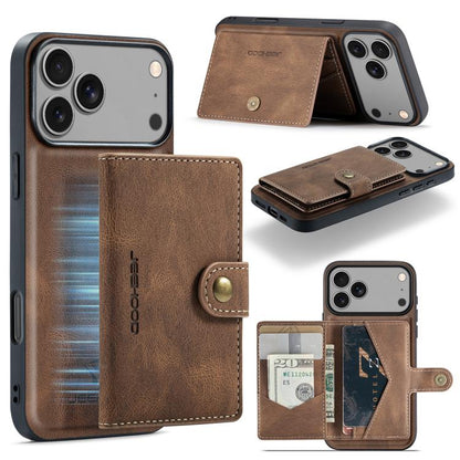 For iPhone 17 Pro Max JEEHOOD J01 Retro Magnetic Detachable Wallet Phone Case(Brown) - iPhone 17 Pro Max Cases by JEEHOOD | Online Shopping UK | buy2fix