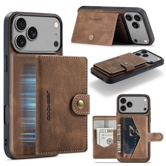 For iPhone 18 Pro Max / 17 Pro Max JEEHOOD J01 Retro Magnetic Detachable Wallet Phone Case(Brown)