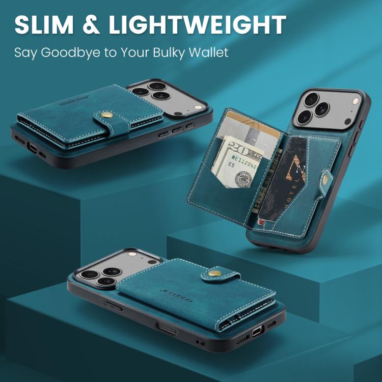 For iPhone 17 Pro Max JEEHOOD J01 Retro Magnetic Detachable Wallet Phone Case(Blue) - iPhone 17 Pro Max Cases by JEEHOOD | Online Shopping UK | buy2fix