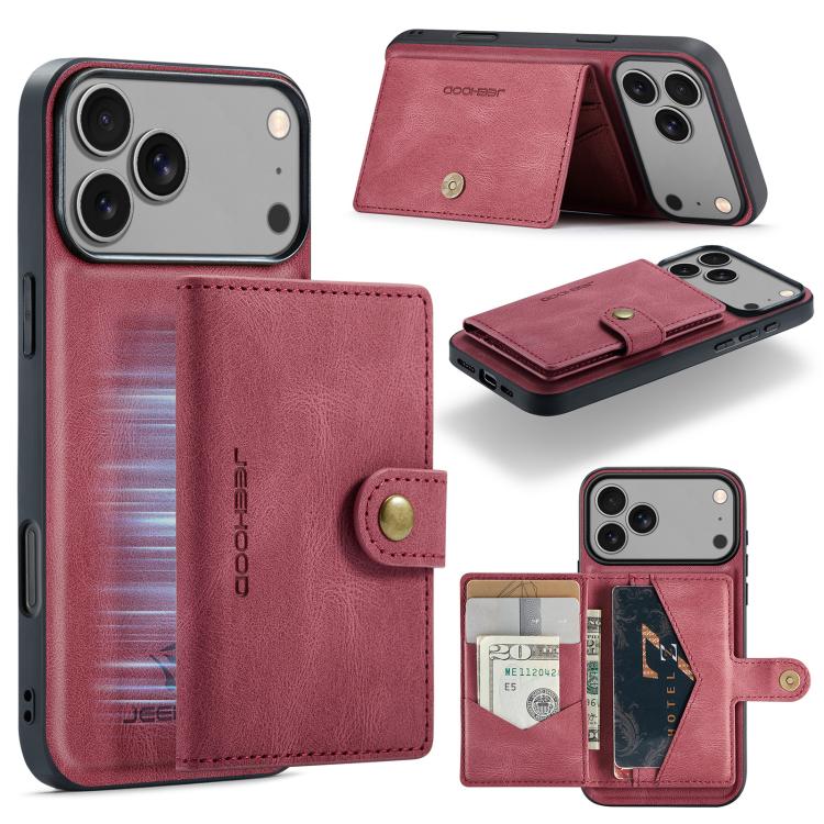For iPhone 17 Pro Max JEEHOOD J01 Retro Magnetic Detachable Wallet Phone Case(Red) - iPhone 17 Pro Max Cases by JEEHOOD | Online Shopping UK | buy2fix