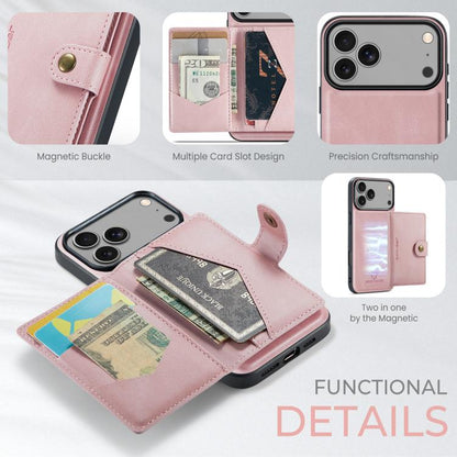 For iPhone 17 Pro Max JEEHOOD J01 Retro Magnetic Detachable Wallet Phone Case(Pink) - iPhone 17 Pro Max Cases by JEEHOOD | Online Shopping UK | buy2fix