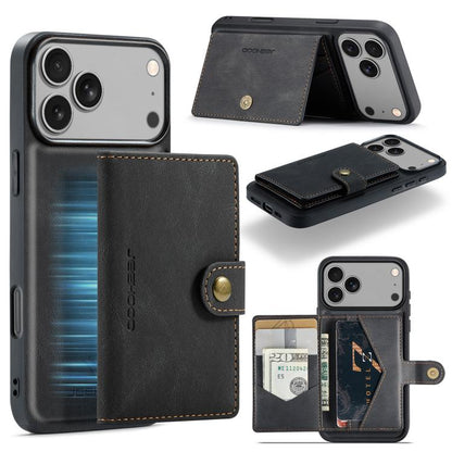For iPhone 17 Pro JEEHOOD J01 Retro Magnetic Detachable Wallet Phone Case(Black) - iPhone 17 Pro Cases by JEEHOOD | Online Shopping UK | buy2fix