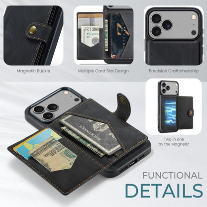 For iPhone 17 Pro JEEHOOD J01 Retro Magnetic Detachable Wallet Phone Case(Black) - iPhone 17 Pro Cases by JEEHOOD | Online Shopping UK | buy2fix