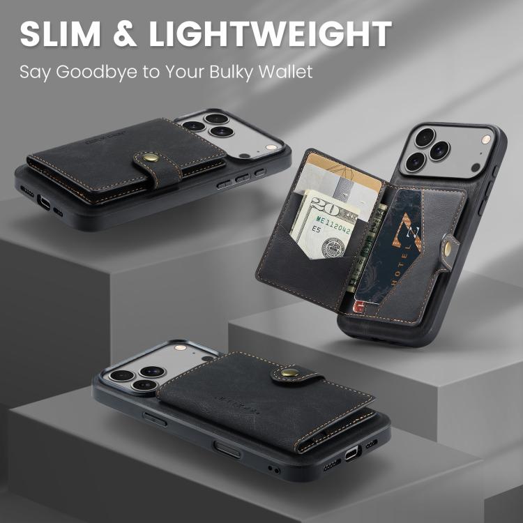 For iPhone 17 Pro JEEHOOD J01 Retro Magnetic Detachable Wallet Phone Case(Black) - iPhone 17 Pro Cases by JEEHOOD | Online Shopping UK | buy2fix