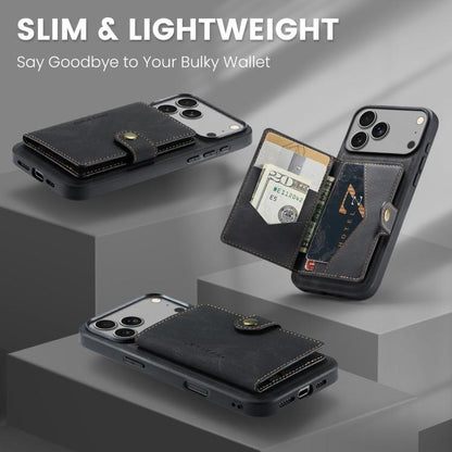 For iPhone 17 Pro JEEHOOD J01 Retro Magnetic Detachable Wallet Phone Case(Black) - iPhone 17 Pro Cases by JEEHOOD | Online Shopping UK | buy2fix